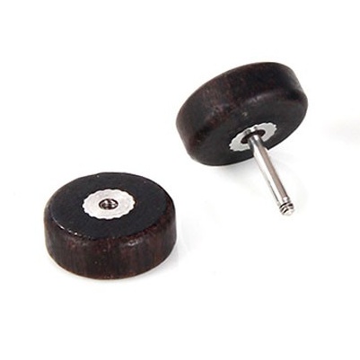 Tmavě hnědá náušnice Wood - malá 