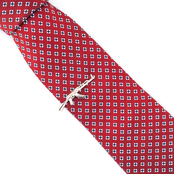 Set - spona na kravatu a manžetové knoflíčky Samopal a náboje 