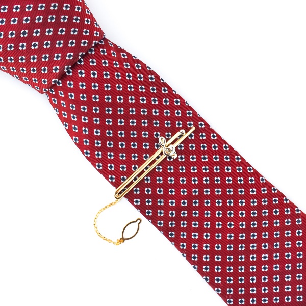 Zlatý set - spona na kravatu a manžetové knoflíčky Houslový klíč a noty 