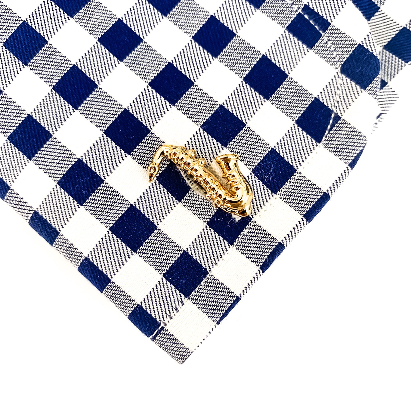 Zlato - stříbrný set - spona na kravatu a manžetové knoflíčky Saxofon