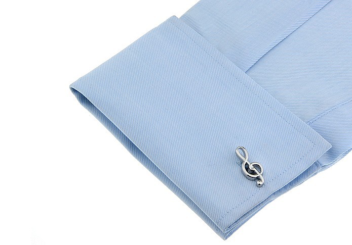 Manžetové knoflíčky stříbrný Houslový klíč a Nota