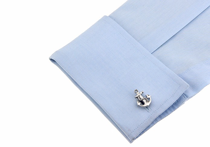 Manžetové knoflíčky modrá Plachetnice + kotva 