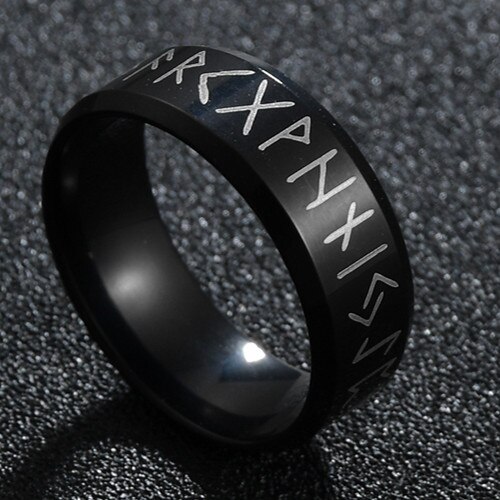 Černý prsten Runy vel. 12