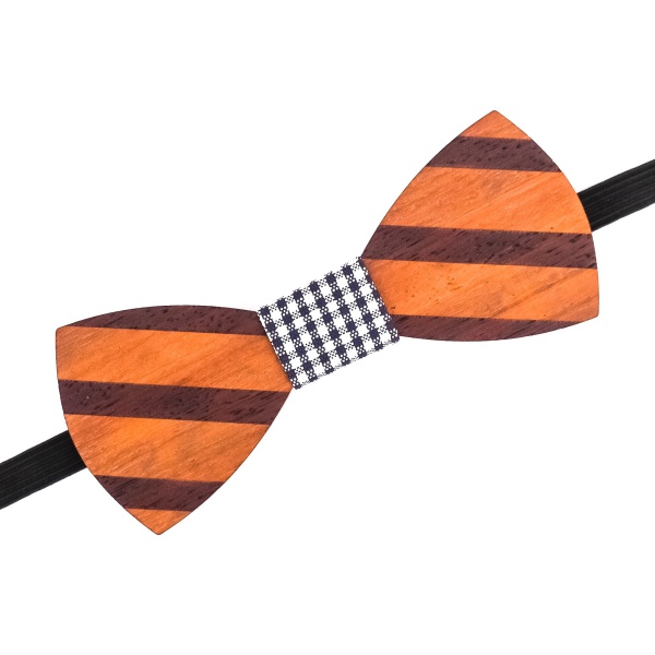 Dřevěný pánský motýlek Stripe check