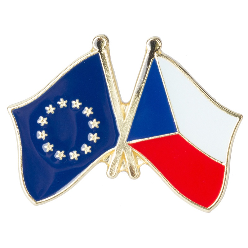 Zlatá brož Vlajka EU a Česká republika