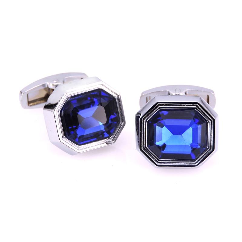 Manžetové knoflíčky Octagon blue crystal
