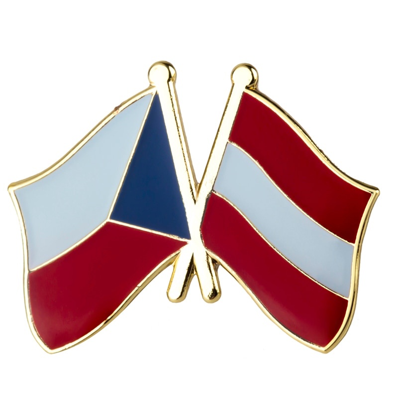 Zlatá brož Vlajka Česko - Rakousko