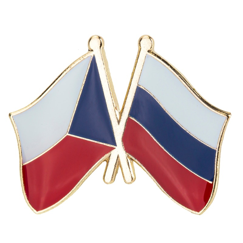 Zlatá brož Vlajka Česko - Rusko
