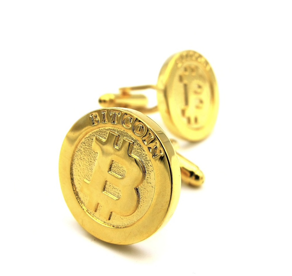 Manžetové knoflíčky Bitcoin zlatý 