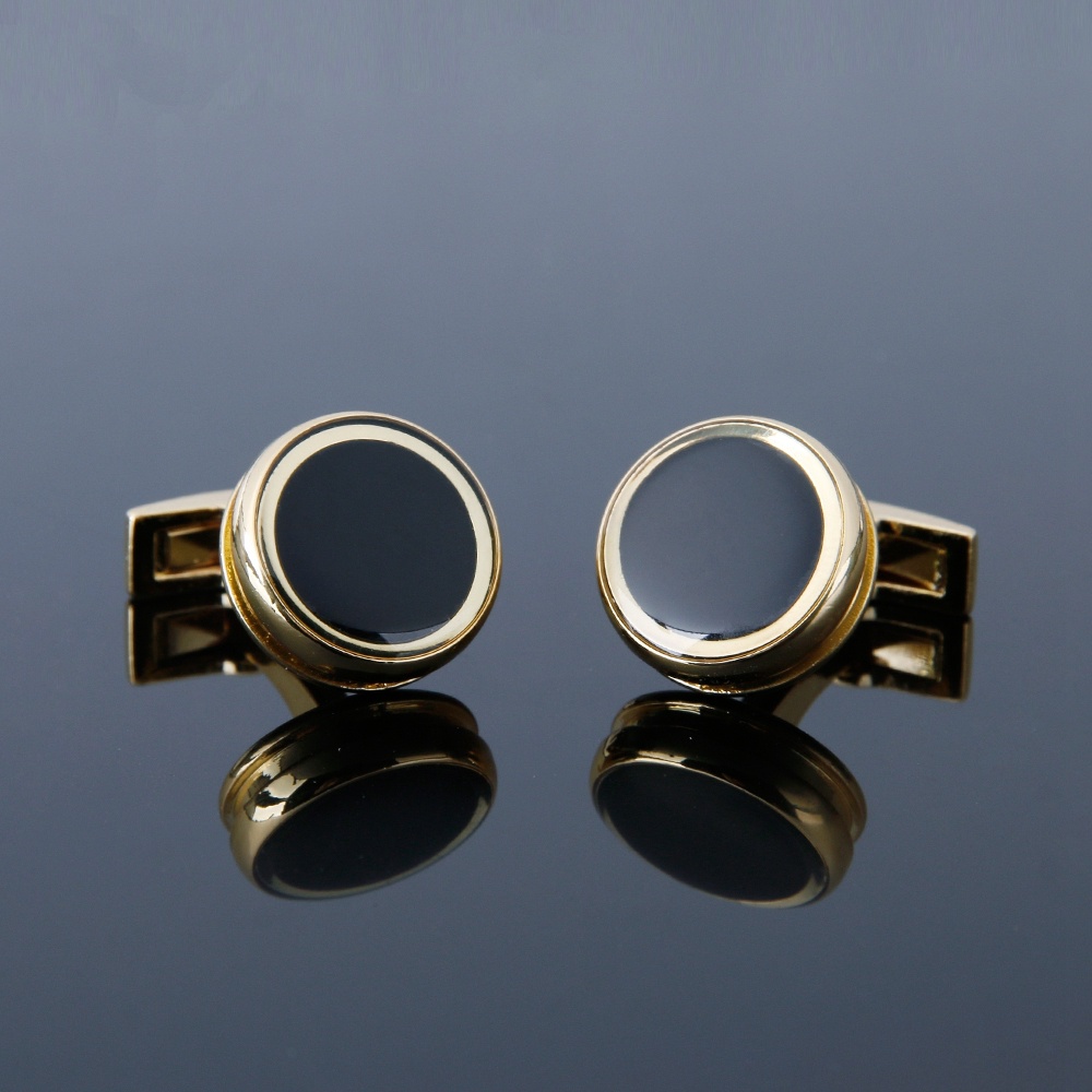 Manžetové knoflíčky Black - gold round 