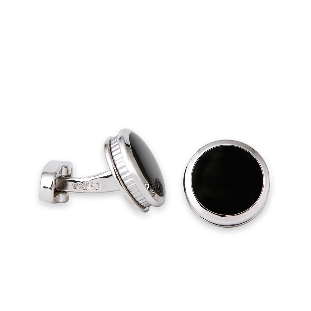 Manžetové knoflíčky Black - silver round 
