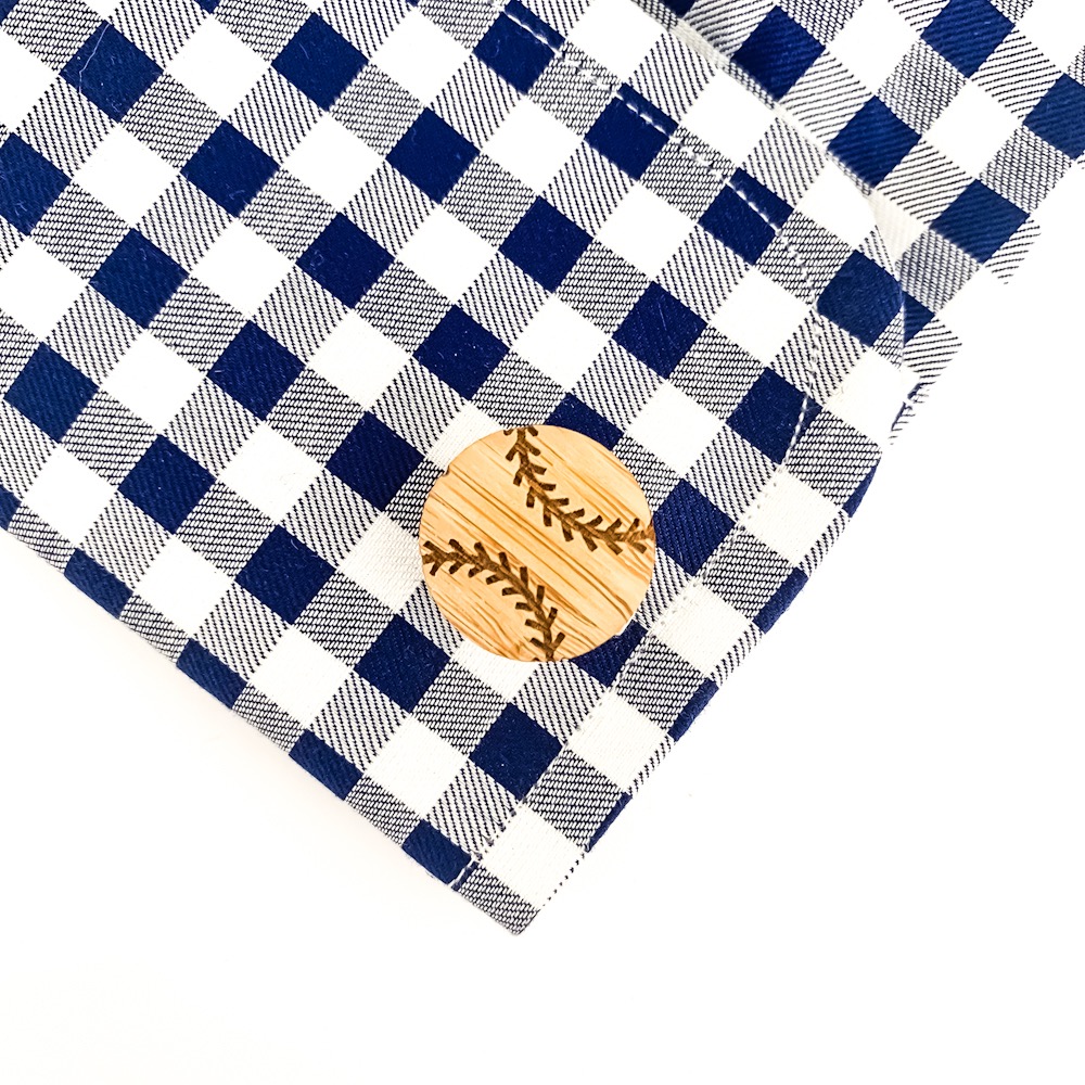 Dřevěné manžetové knoflíčky Baseballový míček
