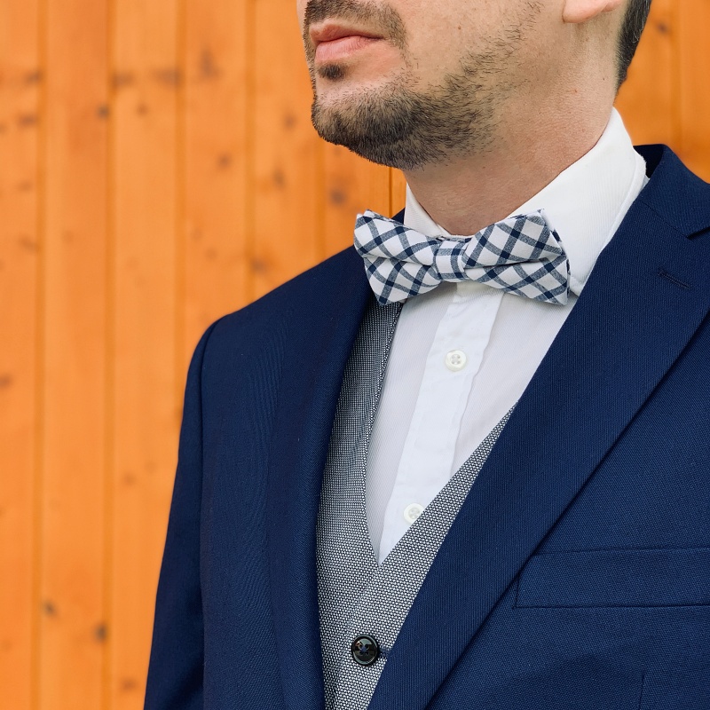 Modro - bílý kostkovaný motýlek Cotton 