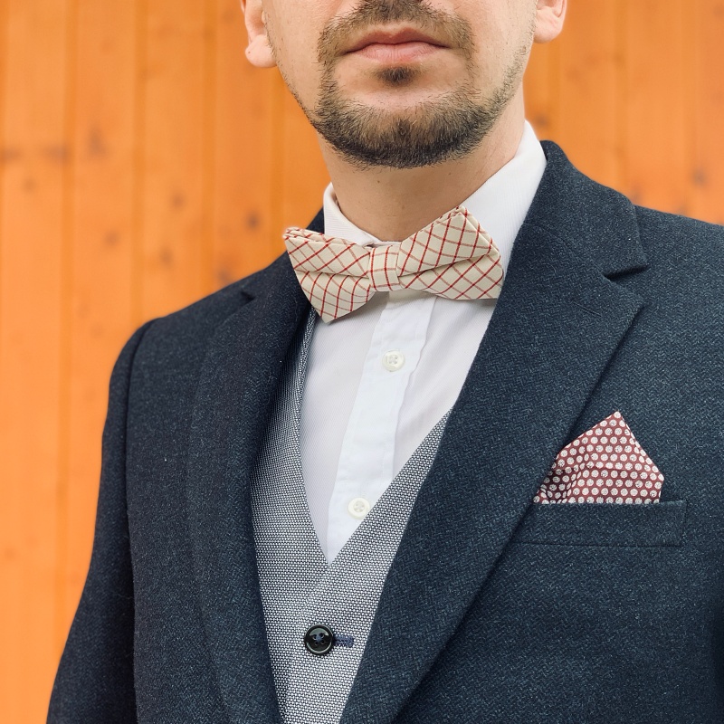 Červeno - bílý kostkovaný motýlek Cotton I.