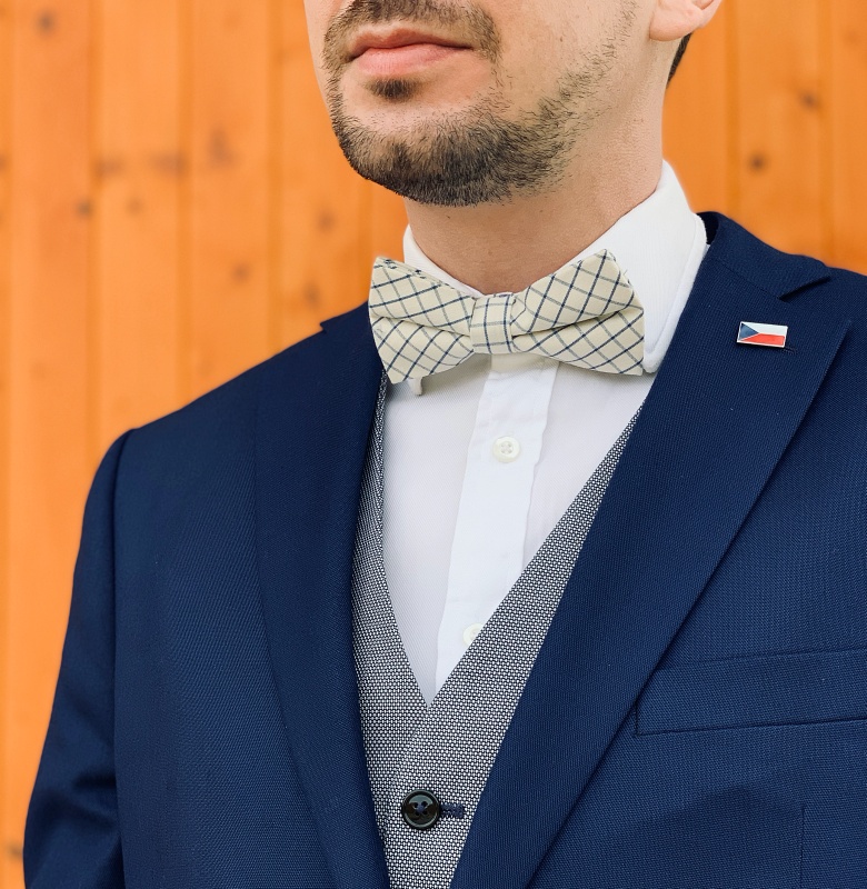 Modro - bílý kostkovaný motýlek Cotton I. 