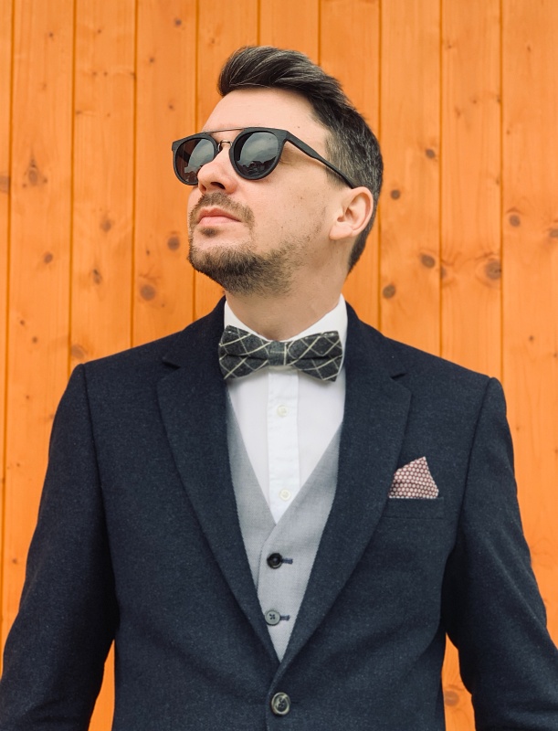 Černo - bílý kostkovaný motýlek Cotton I.