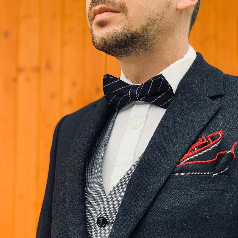 Šedo - černý pruhovaný motýlek Cotton 