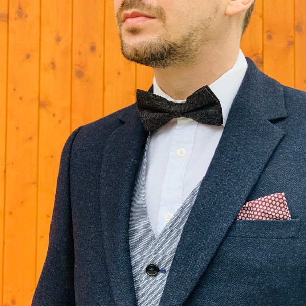 Šedo - černý motýlek Cotton