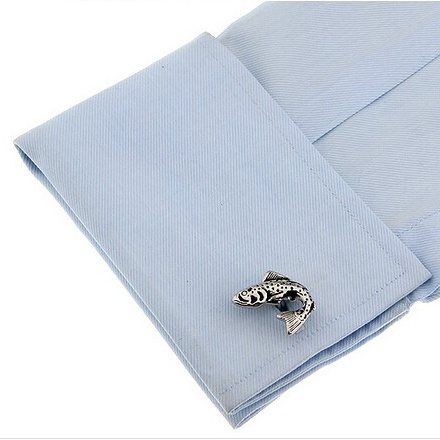 Manžetové knoflíčky Ryby - černostříbrné