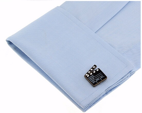 Manžetové knoflíčky Filmová klapka šedá 