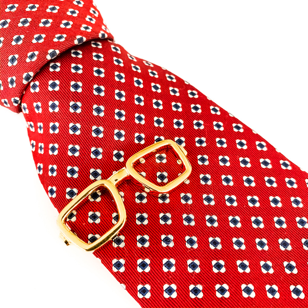 Spona na kravatu Zlaté hranaté brýle