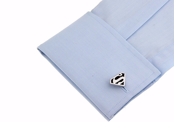 Set - spona na kravatu a manžetové knoflíčky Superman stříbrno - černý