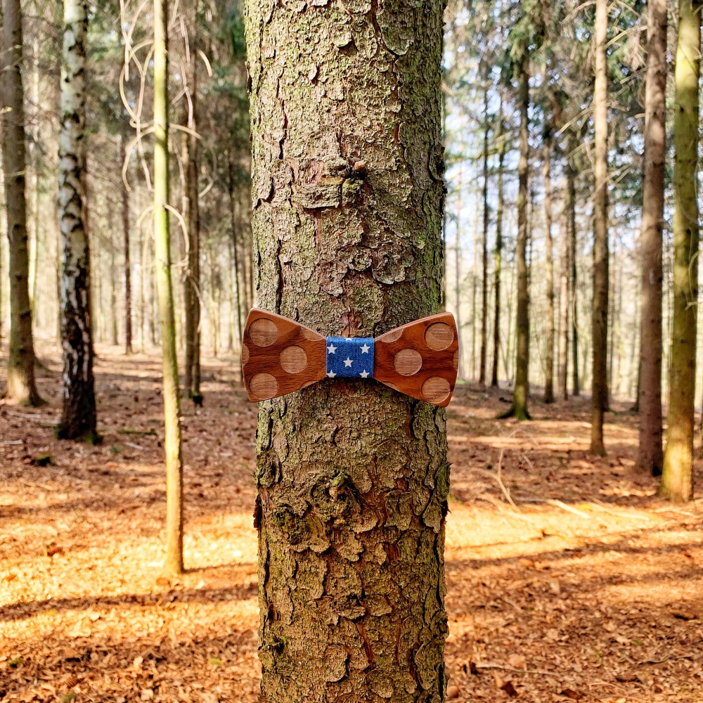 Dřevěný pánský motýlek Puntík Stars