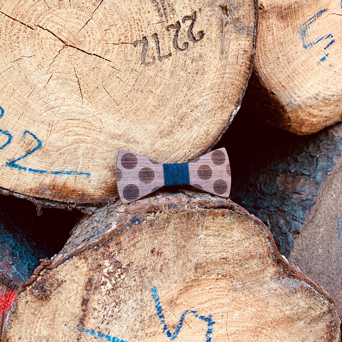 Dřevěný pánský motýlek Puntík Denim 