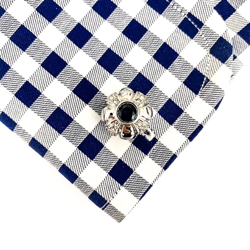 Stříbrný set - spona na kravatu + manžetové knoflíčky Luxury Crystal 