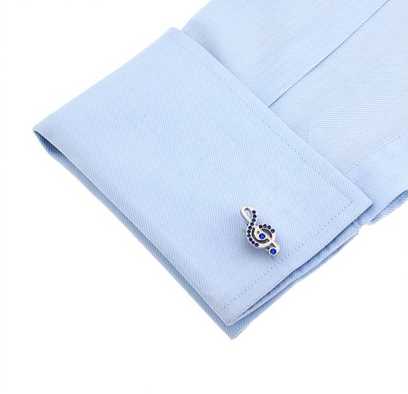 Manžetové knoflíčky Houslový klíč modrý