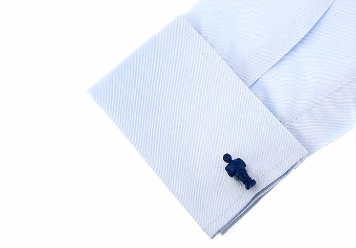 Manžetové knoflíčky Panáček ze stolního fotbálku modrý