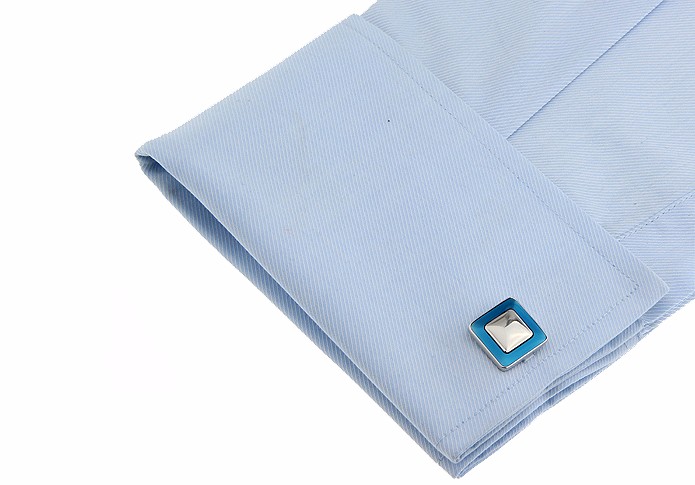 Manžetové knoflíčky Fashion Čtverec - modrý