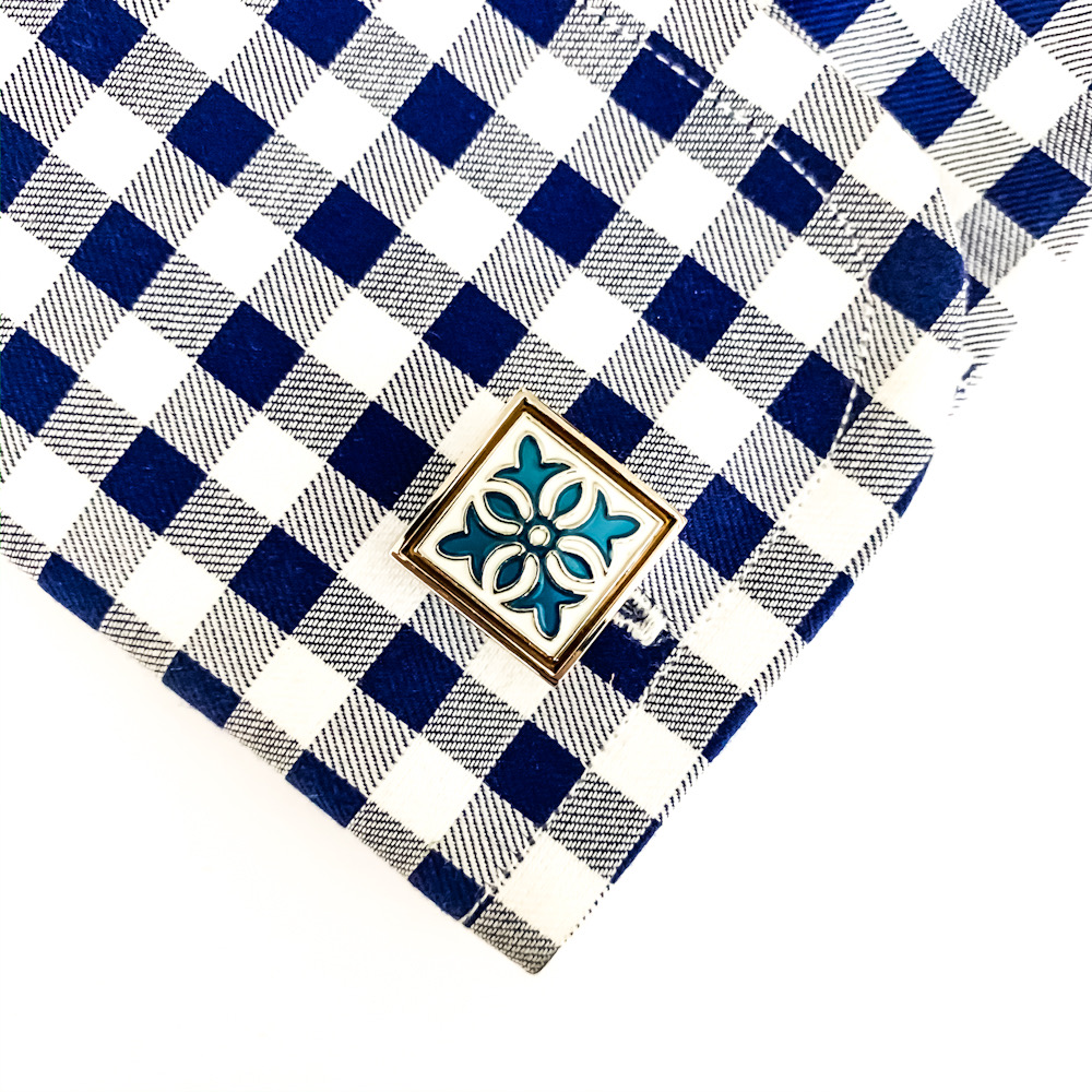 Manžetové knoflíčky Fashion Ornament - modrý 