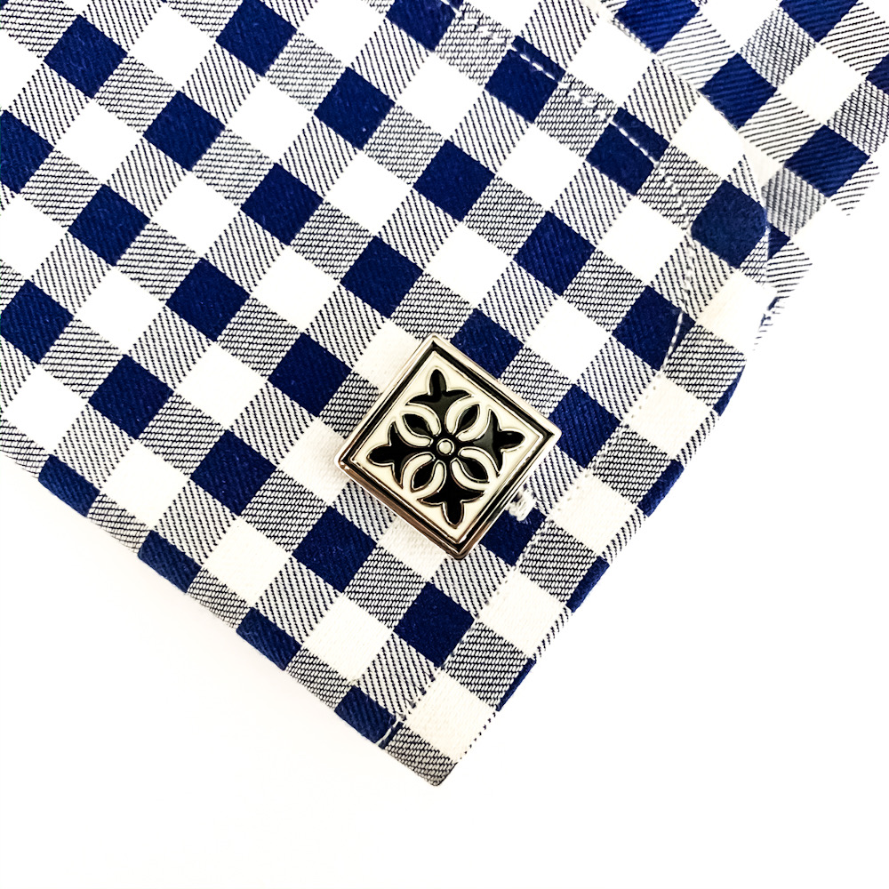 Manžetové knoflíčky Fashion Ornament - černý 