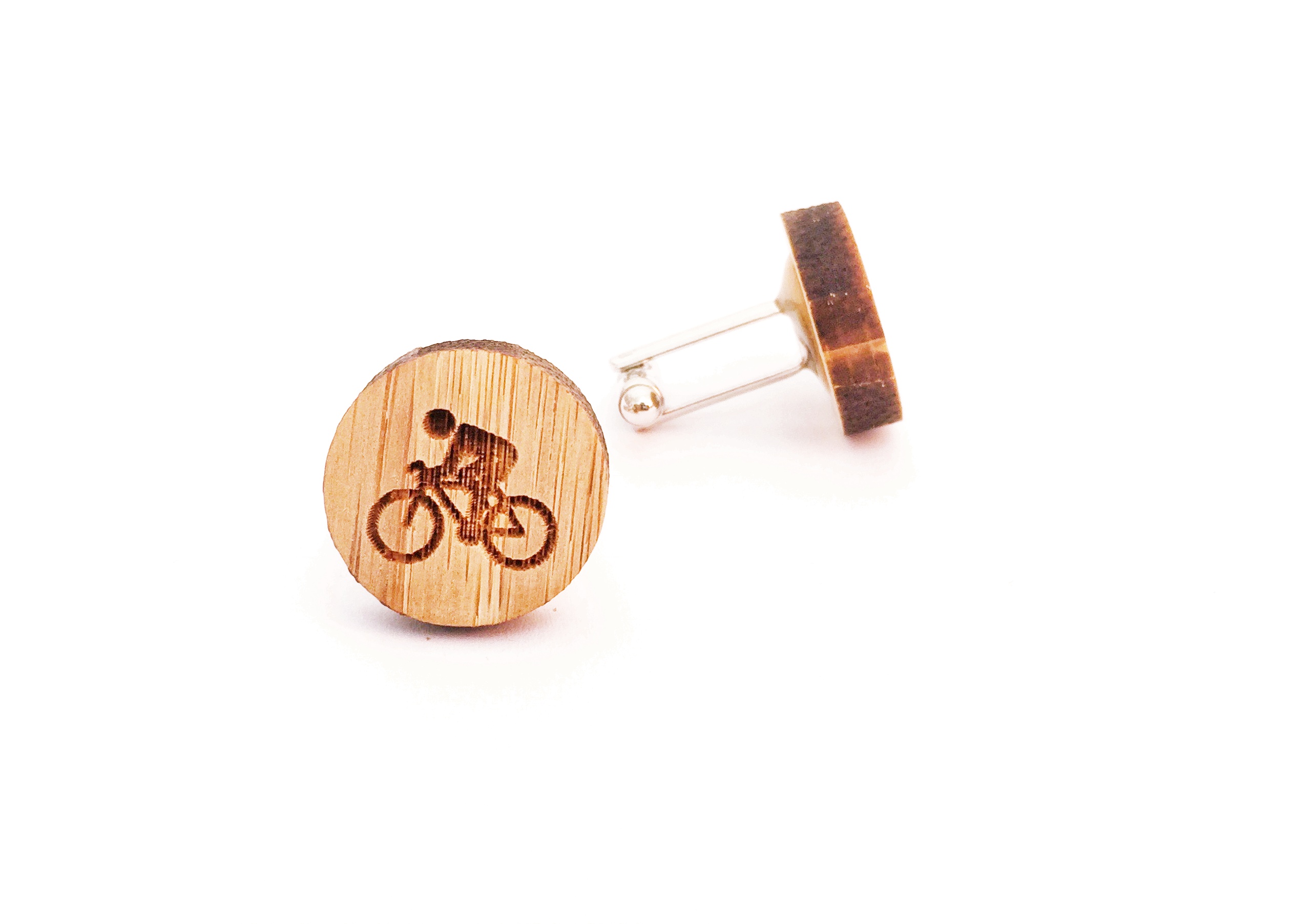 Dřevěné manžetové knoflíčky Cyklista 