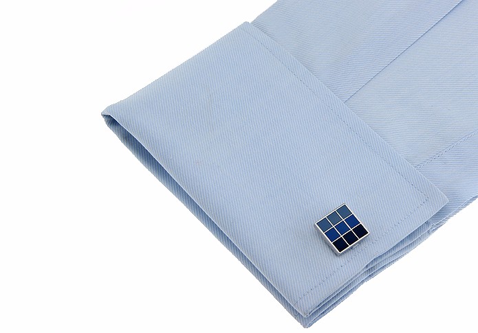 Manžetové knoflíčky Fashion Šachovnice modrá 