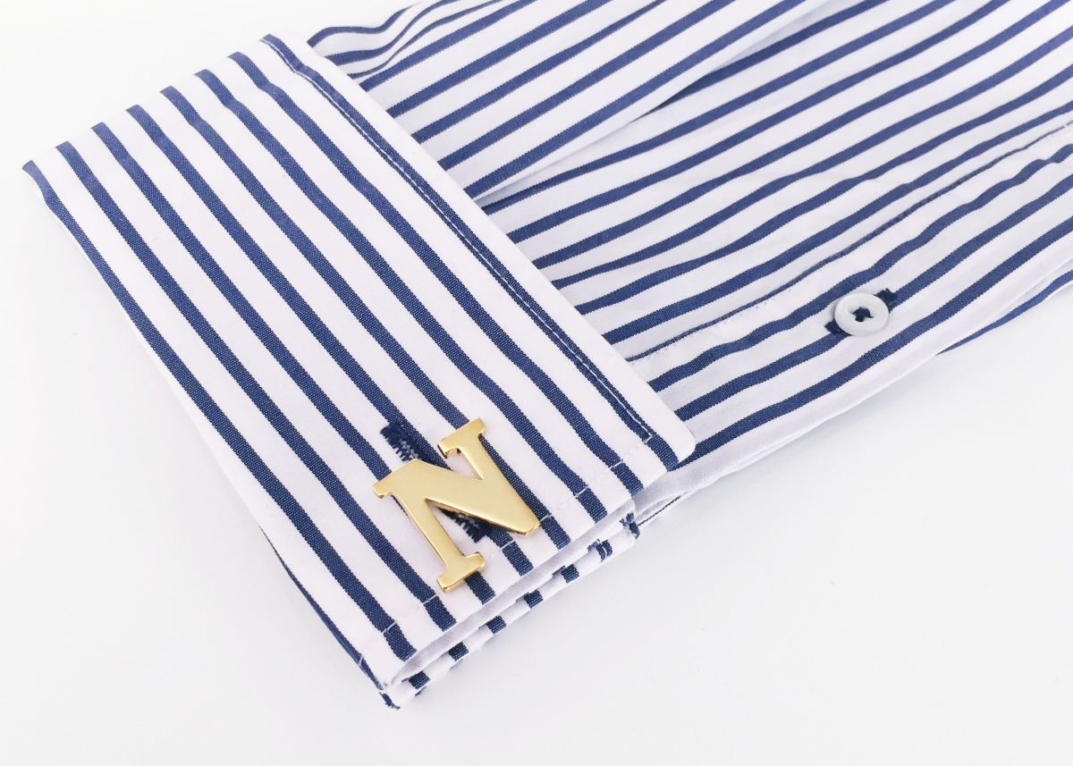 Manžetový knoflíček zlatý Iniciál N 