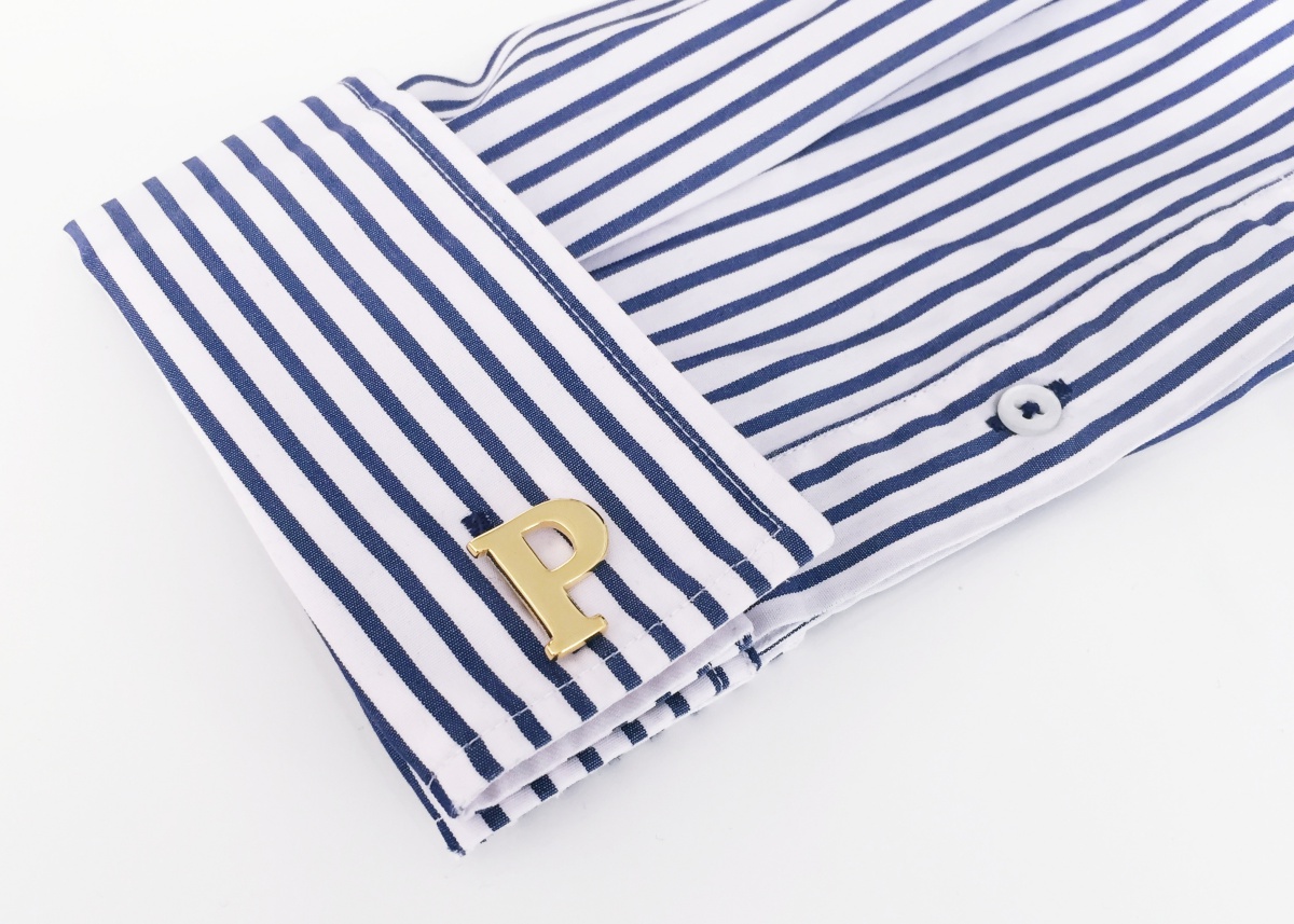 Manžetový knoflíček zlatý Iniciál P 