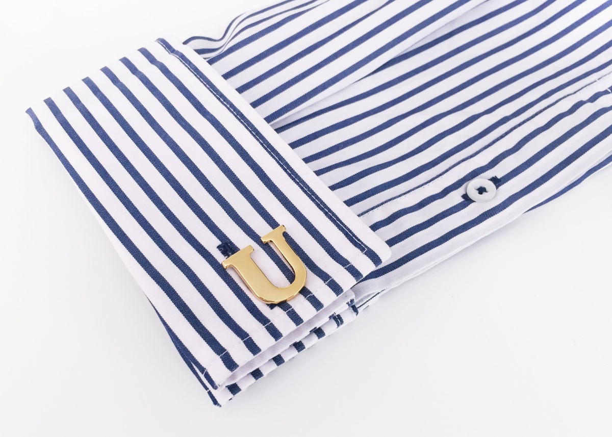 Manžetový knoflíček zlatý Iniciál U 