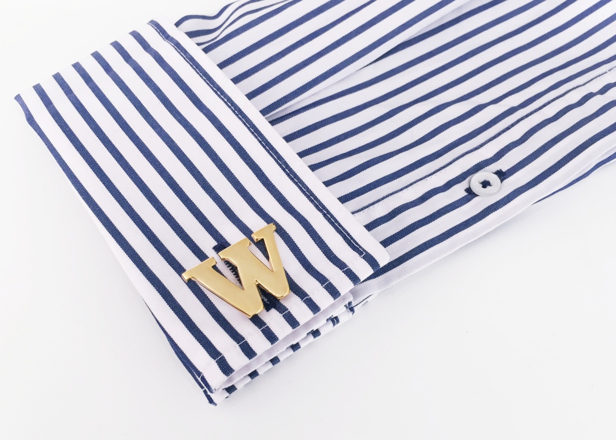 Manžetový knoflíček zlatý Iniciál W