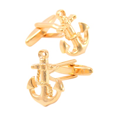 Manžetové knoflíčky Kotva s řetězem zlatá