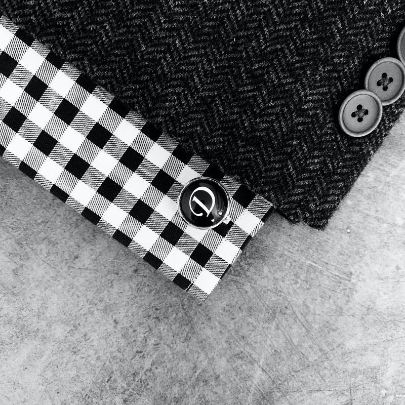 LMK Manžetový knoflíček Iniciál D - černý 