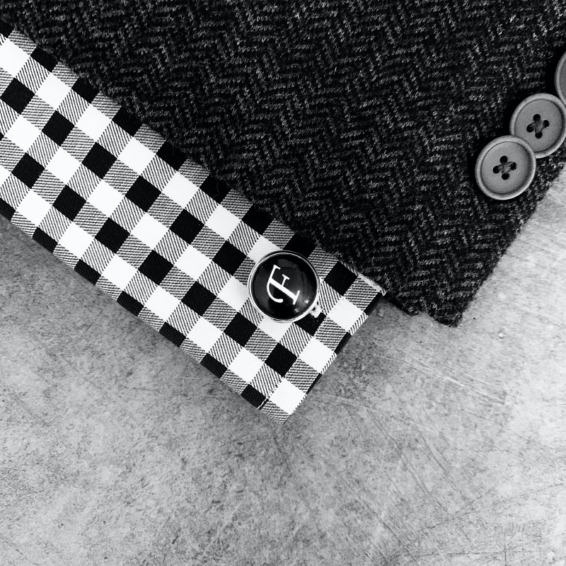 LMK Manžetový knoflíček Iniciál F - černý