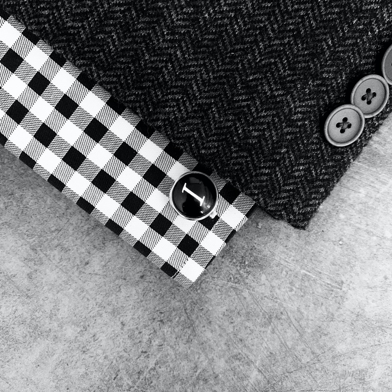 LMK Manžetový knoflíček Iniciál I - černý 