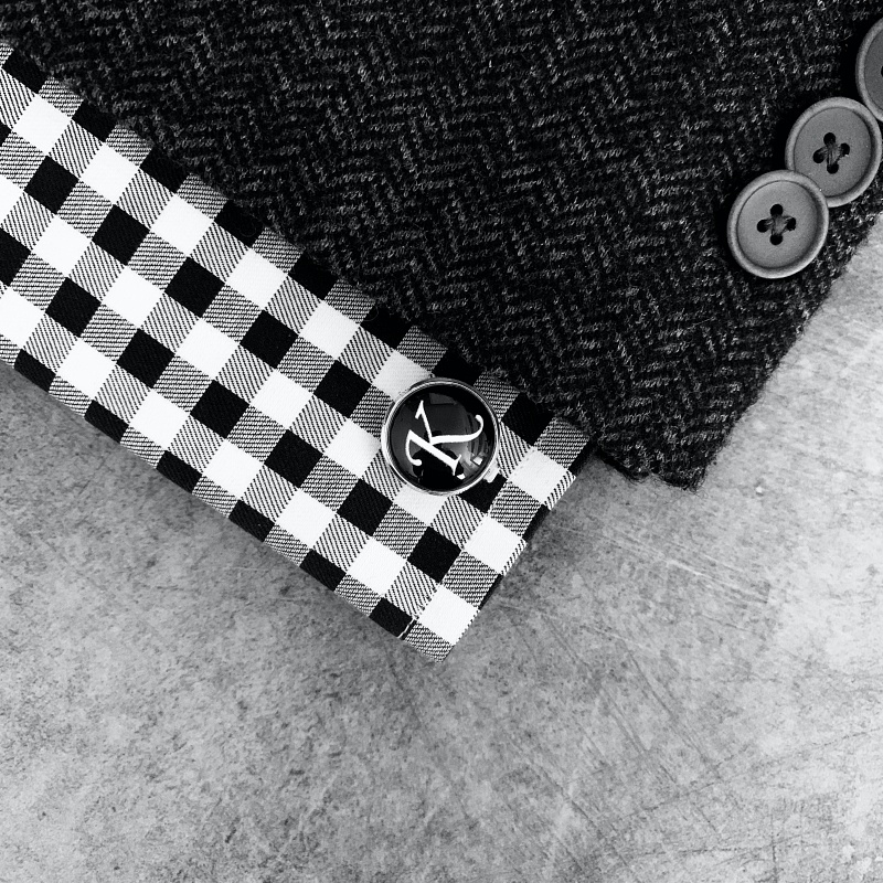 LMK Manžetový knoflíček Iniciál K - černý 