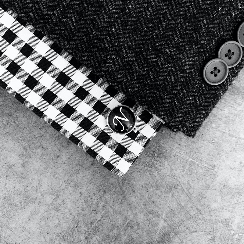 LMK Manžetový knoflíček Iniciál N - černý