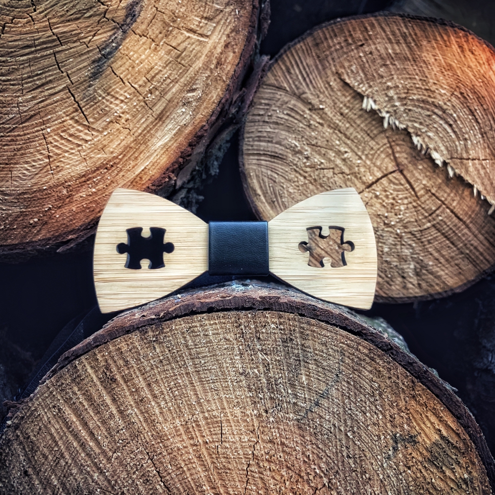 Dřevěný pánský motýlek Puzzle