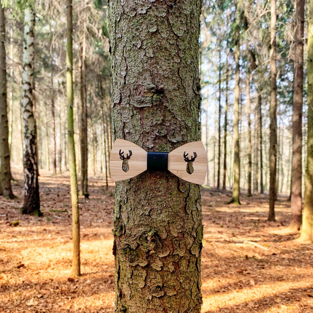 Dřevěný pánský motýlek Jelen paroží