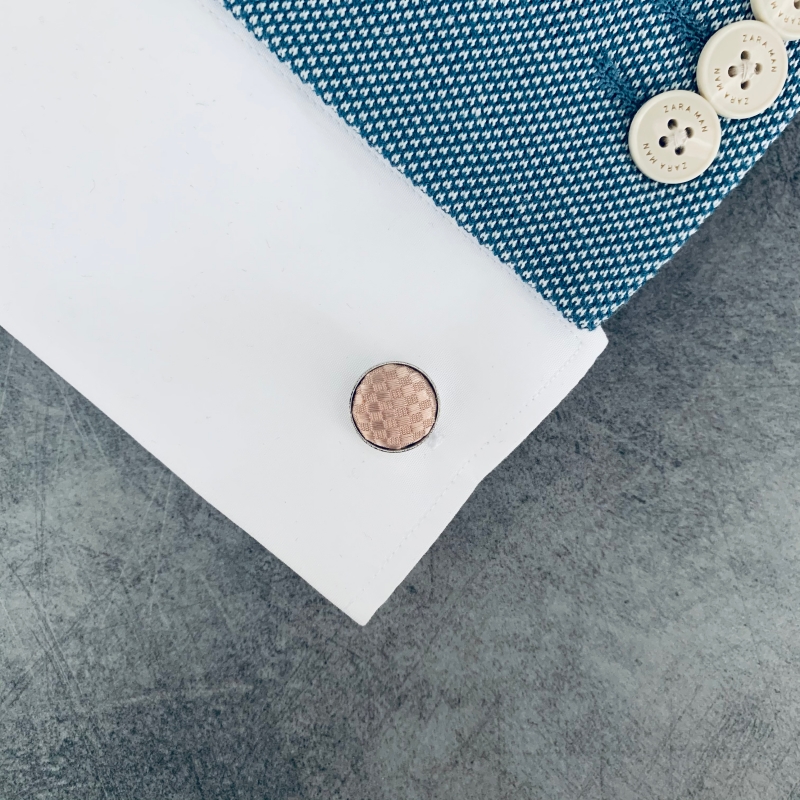 LMK Manžetové knoflíčky Kostičky - Champagne