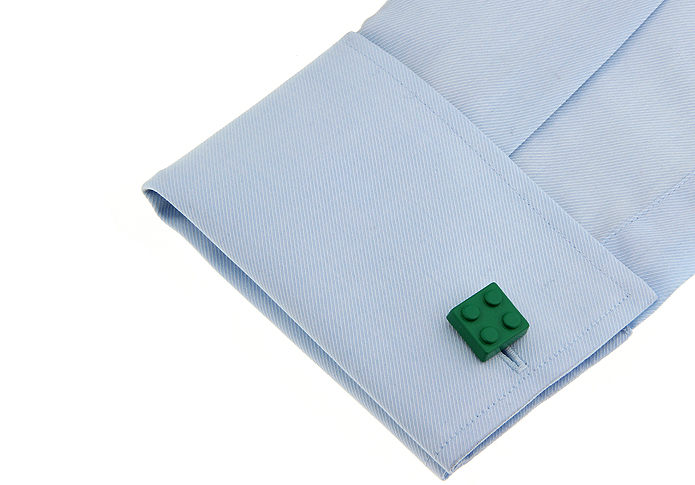 Manžetové knoflíčky Zelená kostička stavebnice 